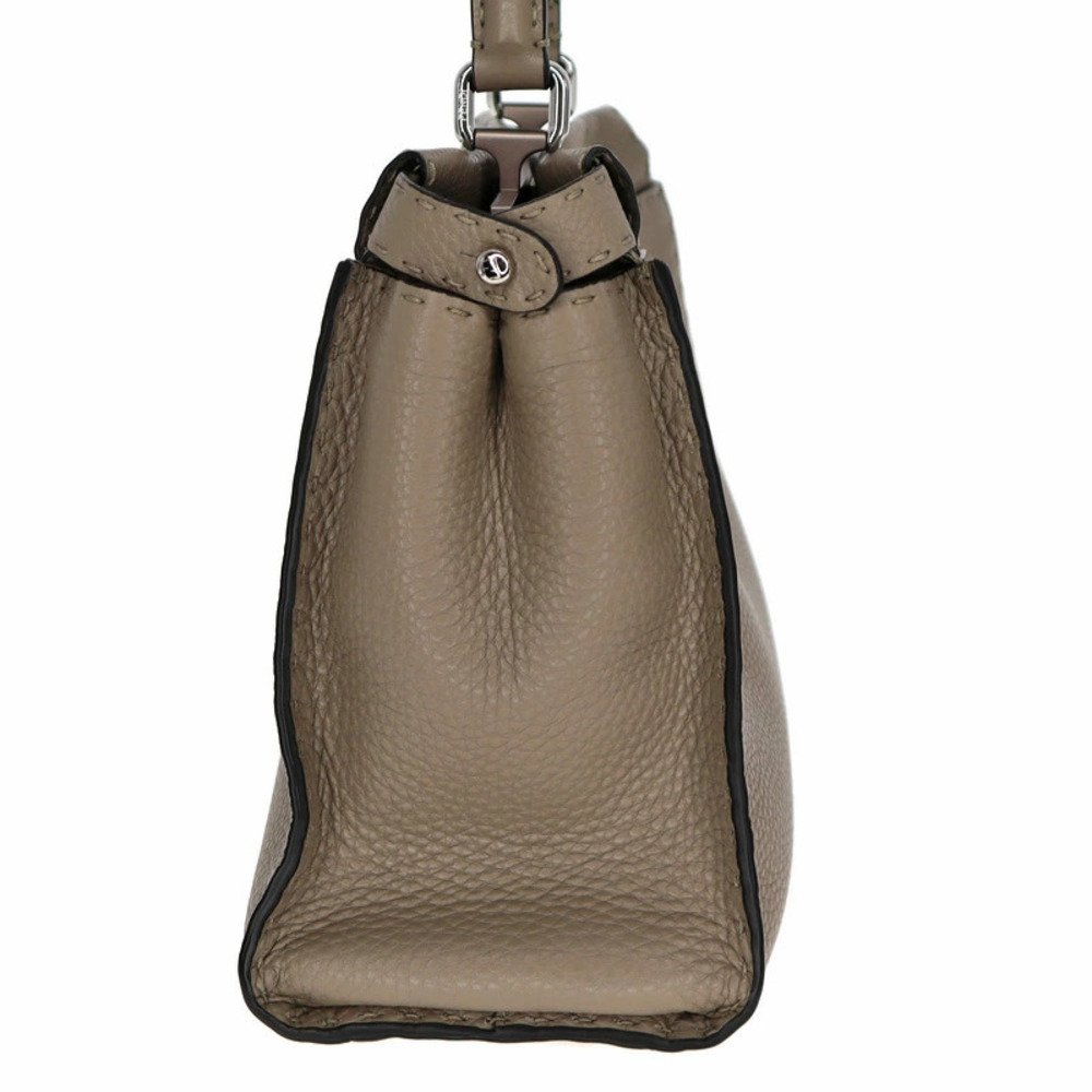 FENDI Peekaboo Regular Selleria Crossbody Shoulder Bag Handbag Gray Beige - Picture 4 of 11
